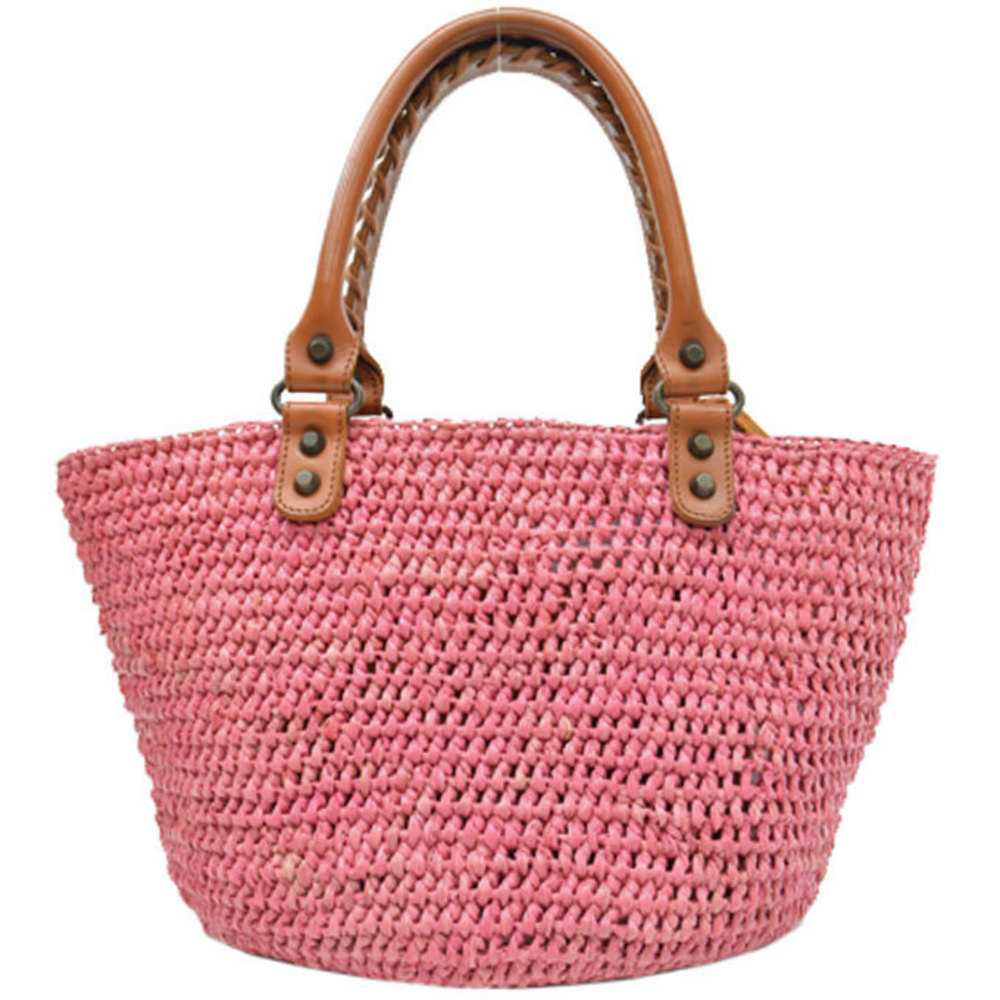 Balenciaga Basket Brown Straw Bag Leather Red - Picture 3 of 3